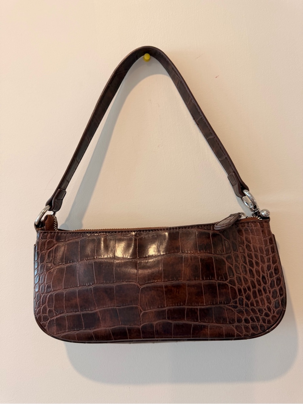Urban Outfitters Dark Brown Croc-Embossed Shoulder Bag
